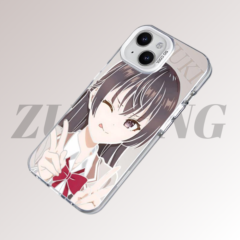 周防有希彩銀線條漸變防摔手機殼