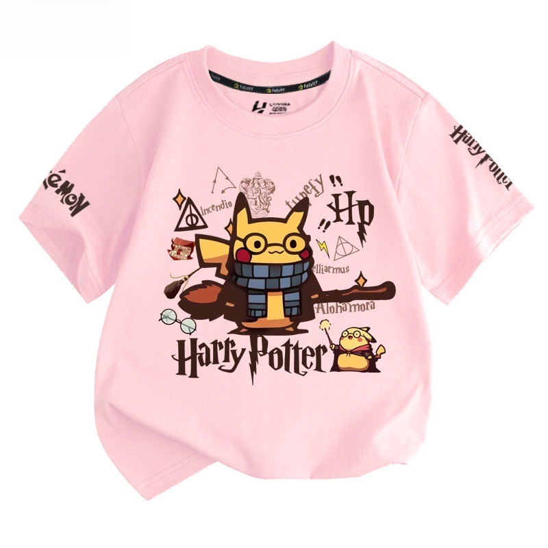 皮卡丘X哈利波特 2026親子情侶男女同款 印花短袖T恤