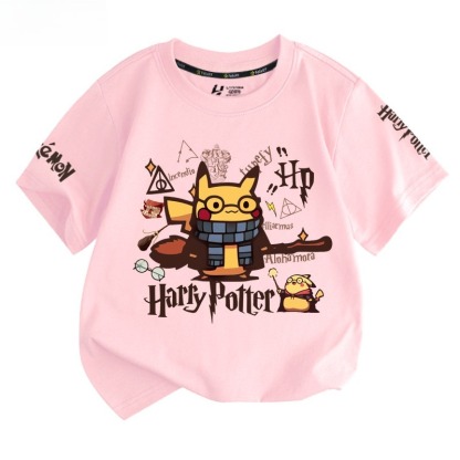 皮卡丘X哈利波特 2026親子情侶男女同款 印花短袖T恤