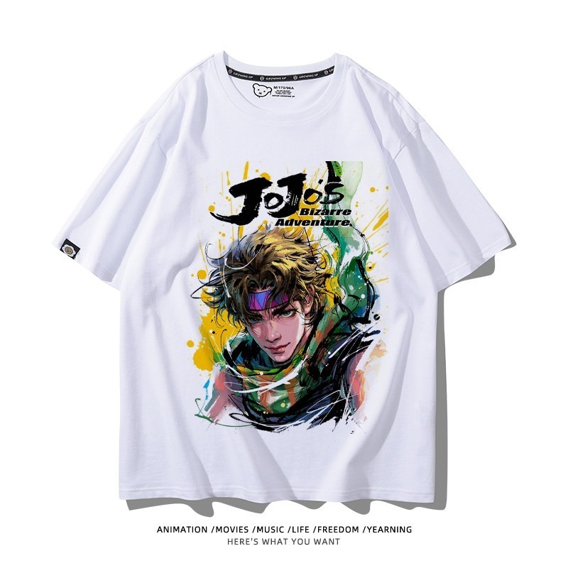 JOJO的奇妙冒險飆馬野郎周邊 男女同款親子情侶 印花短袖T恤