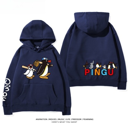 企鵝Pingu 秋冬新款 親子情侶男女連帽衛衣