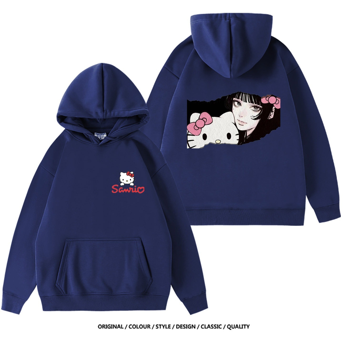 伊藤潤二聯名富江Kitty貓衛衣新款 親子情侶裝連帽衛衣
