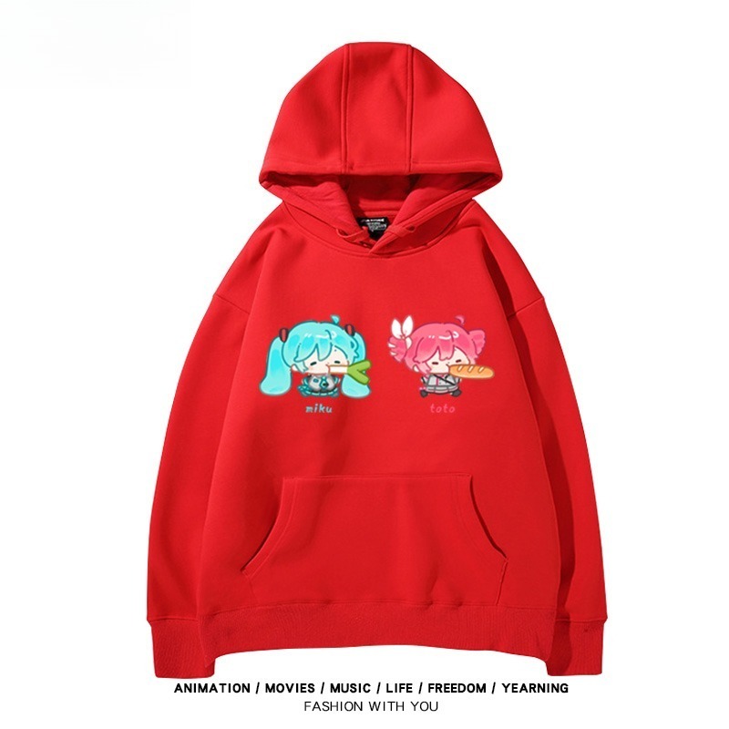 初音未來X重音Teto新款 親子情侶男女連帽衛衣