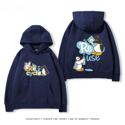 企鵝Pingu 秋冬新款 親子情侶男女連帽衛衣