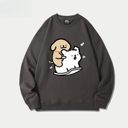 線條小狗 聯名親子情侶裝 圓領長袖