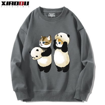 可愛貓咪熊貓 2024親子情侶裝 圓領長袖