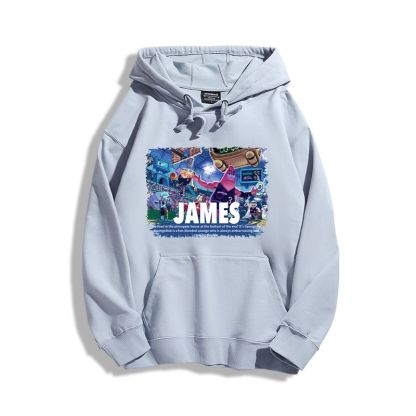 海綿寶寶聯名詹姆斯2024秋冬新款親子情侶裝薄絨款連帽衛衣