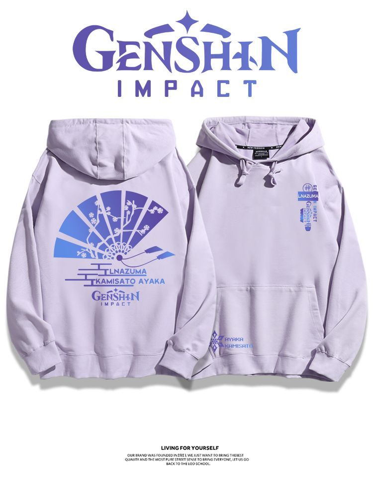 原神聯名衛衣2023秋冬新款親子情侶裝薄絨款連帽衛衣