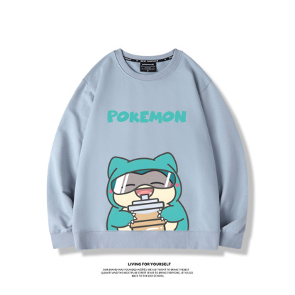 寶可夢喝奶茶2024親子情侶裝 圓領長袖