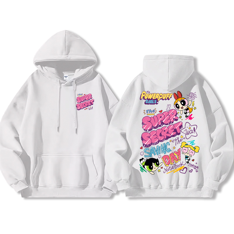 飛天小女警聯名衛衣女衛衣2024秋冬新款親子情侶裝薄絨款連帽衛衣