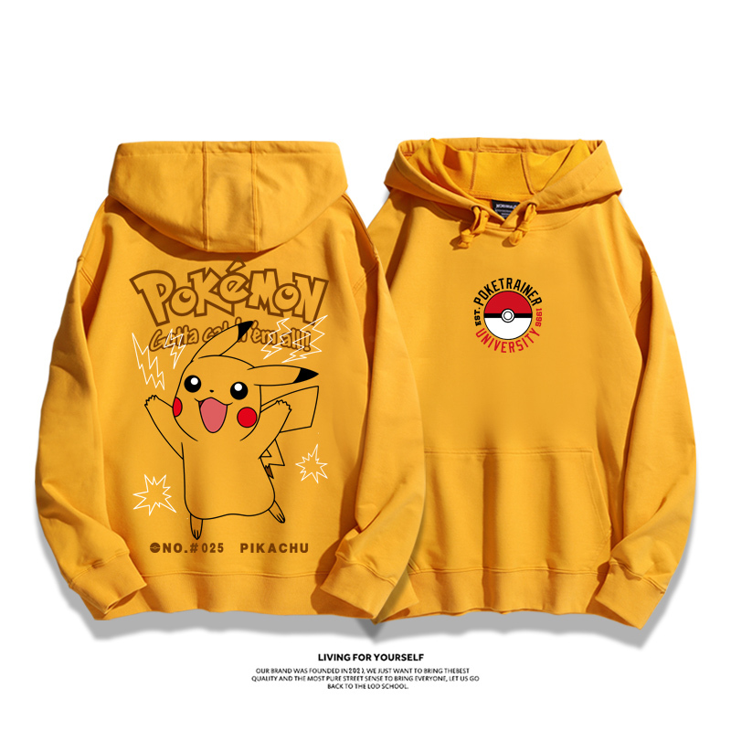 寶可夢聯名衛衣2023秋冬新款親子情侶裝薄絨款連帽衛衣