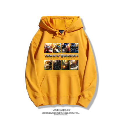 變形金剛聯名衛衣2023秋冬新款親子情侶裝薄絨款連帽衛衣