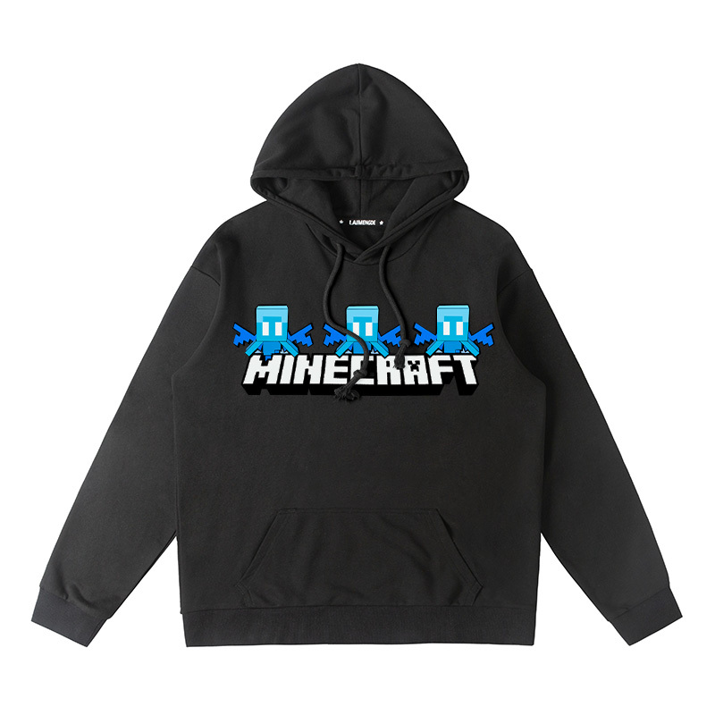 Minecraft我的世界聯名衛衣2024秋冬新款親子情侶裝薄絨款連帽衛衣