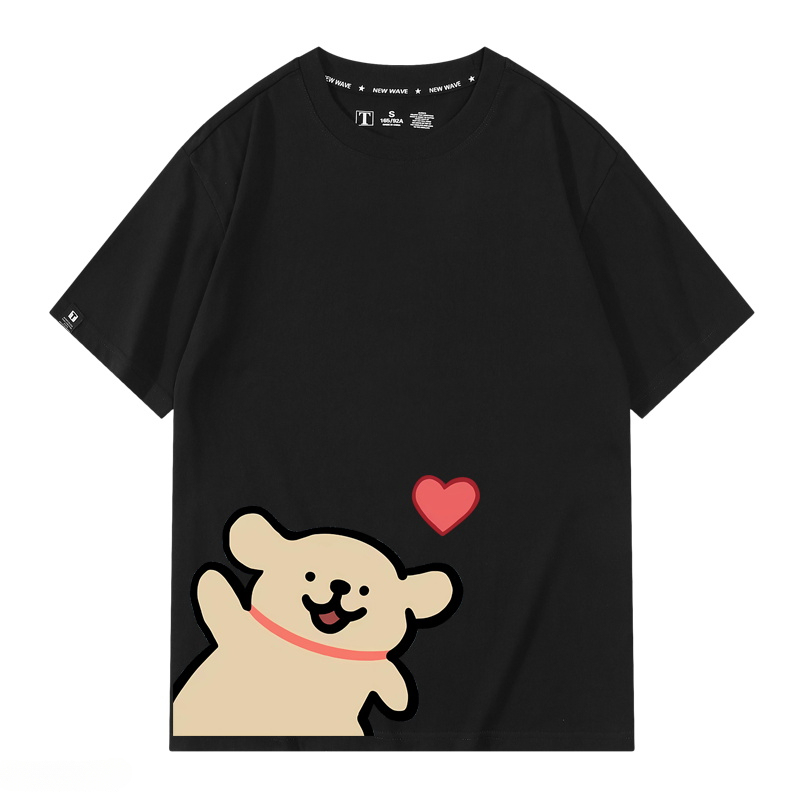 線條小狗 2024親子情侶男女同款 純棉T恤