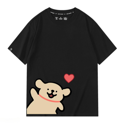 線條小狗 2024親子情侶男女同款 純棉T恤