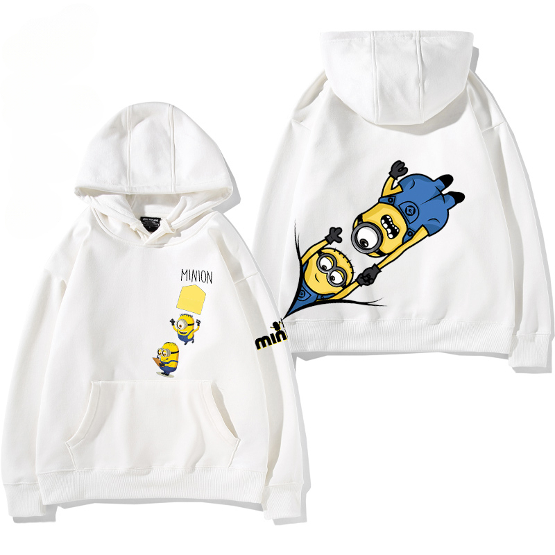 小黃人 聯名衛衣2024秋冬新款親子情侶裝薄絨款連帽衛衣