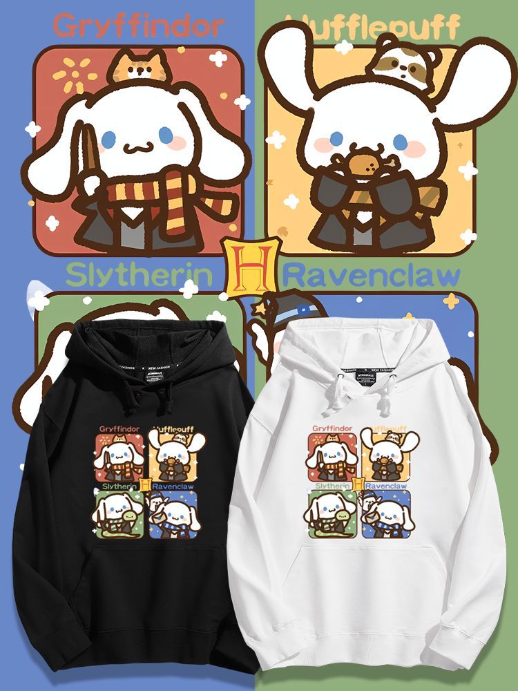 哈利波特聯名三麗鷗聯名衛衣2023秋冬新款親子情侶裝薄絨款連帽衛衣