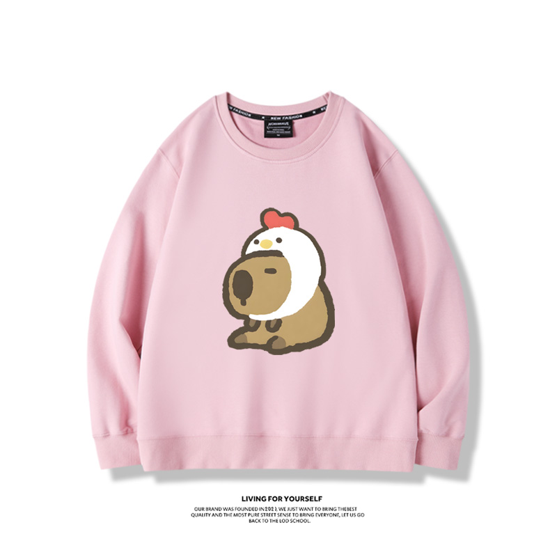 卡皮巴拉水豚2024親子情侶裝 圓領長袖