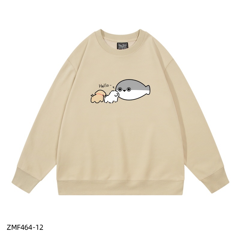 線條小狗X薩卡班聯名衛衣2024秋冬新款親子情侶裝薄絨款連帽衛衣