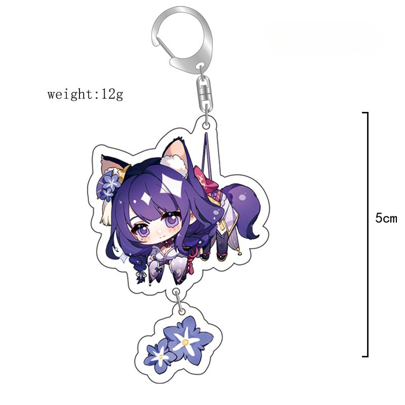 原神八重神子魈可莉刻晴亞克力萬葉熒七七鍾離亞力克鑰匙扣掛飾【單買三件起送】