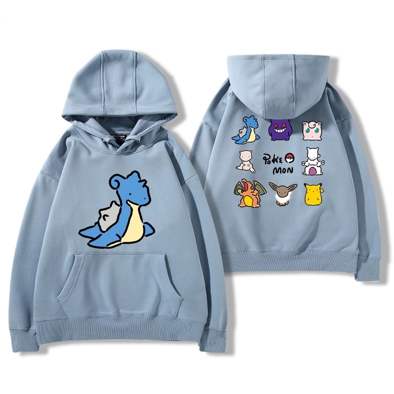 寶可夢聯名衛衣2024秋冬新款親子情侶裝薄絨款連帽衛衣