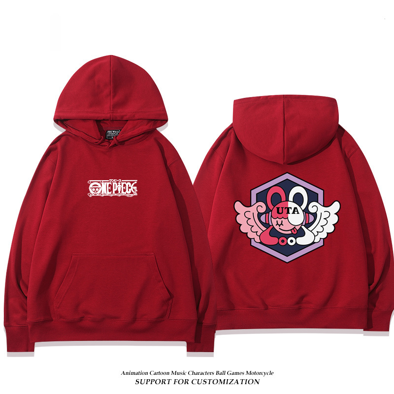 航海王紅髮歌姬烏塔 聯名衛衣2024秋冬新款親子情侶裝薄絨款連帽衛衣