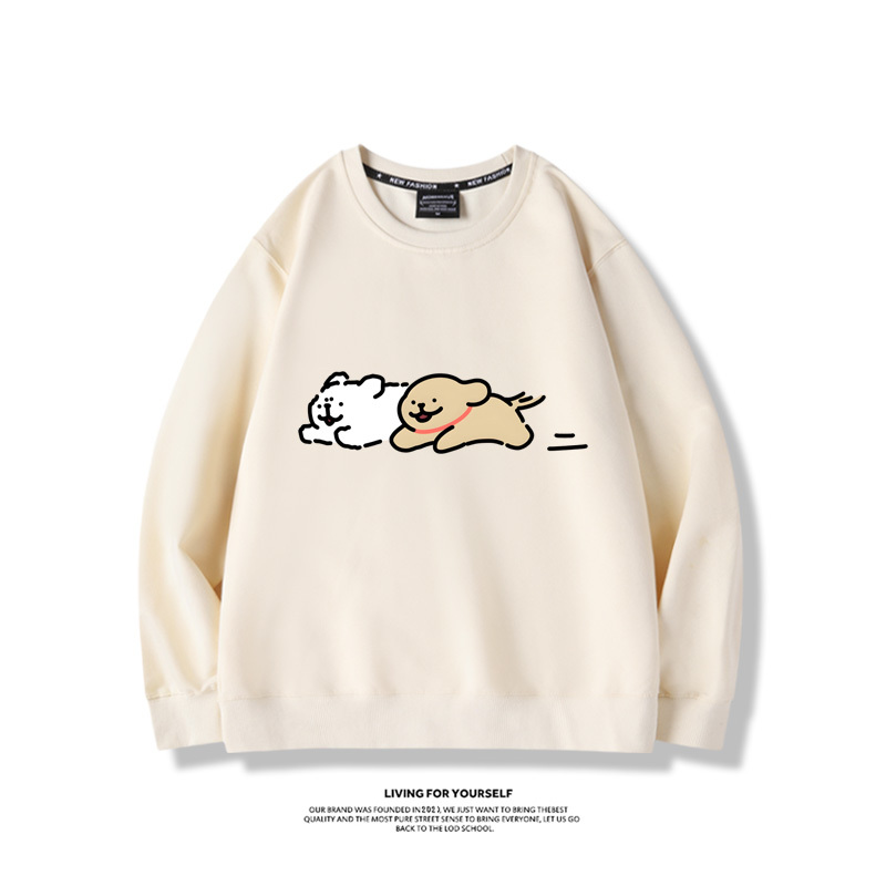 線條小狗2024親子情侶裝 圓領長袖