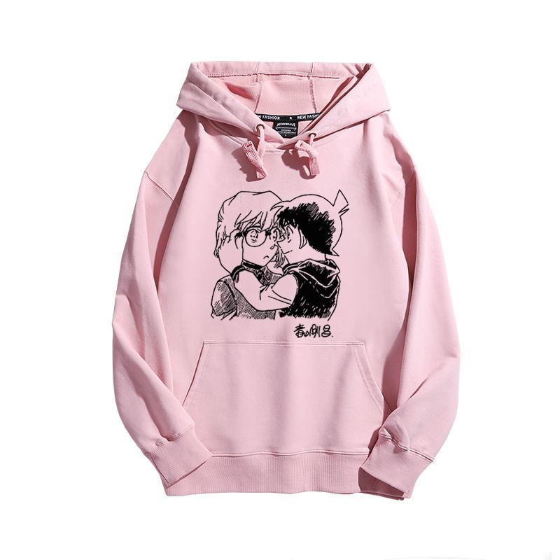 名偵探柯南聯名衛衣2024秋冬新款親子情侶裝薄絨款連帽衛衣