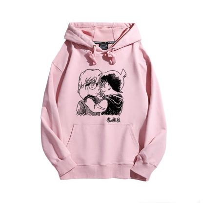 名偵探柯南聯名衛衣2024秋冬新款親子情侶裝薄絨款連帽衛衣