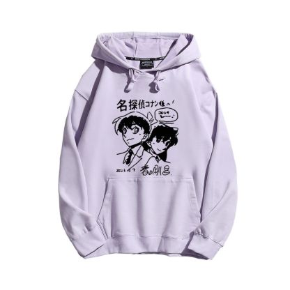 名偵探柯南聯名衛衣2024秋冬新款親子情侶裝薄絨款連帽衛衣