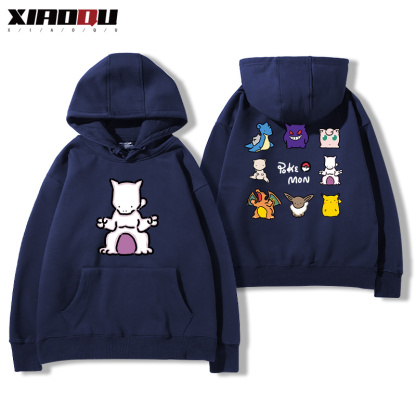 寶可夢聯名衛衣2024秋冬新款親子情侶裝薄絨款連帽衛衣