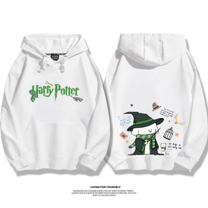 哈利波特聯名線條小狗2023秋冬新款親子情侶裝薄絨款連帽衛衣