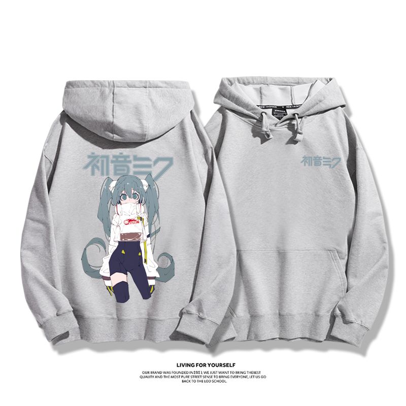 初音未來聯名衛衣2023秋冬新款親子情侶裝薄絨款連帽衛衣