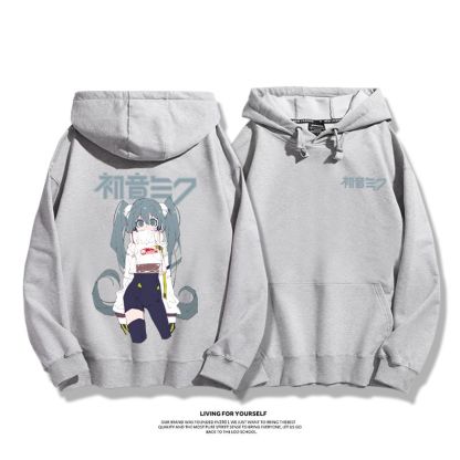 初音未來聯名衛衣2023秋冬新款親子情侶裝薄絨款連帽衛衣