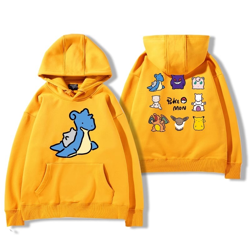 寶可夢聯名衛衣2024秋冬新款親子情侶裝薄絨款連帽衛衣