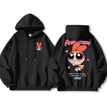 飛天小女警聯名衛衣女衛衣2024秋冬新款親子情侶裝薄絨款連帽衛衣