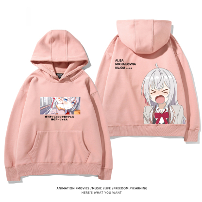 不時輕聲地以俄語遮羞的鄰座艾莉同學 聯名衛衣2024秋冬新款親子情侶裝薄絨款連帽衛衣