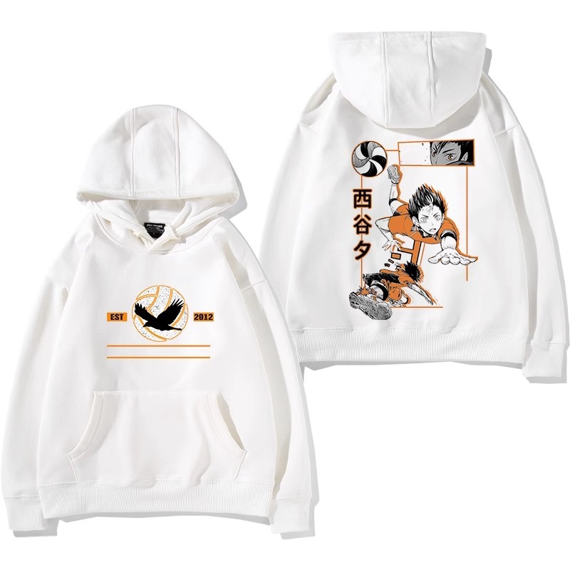 排球少年聯名衛衣2024秋冬新款親子情侶裝薄絨款連帽衛衣