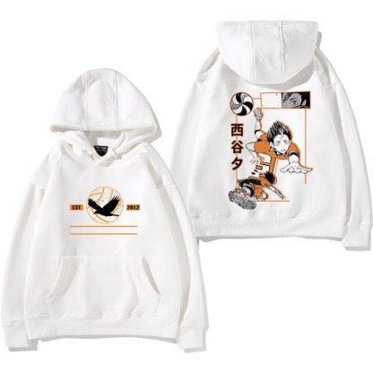 排球少年聯名衛衣2024秋冬新款親子情侶裝薄絨款連帽衛衣