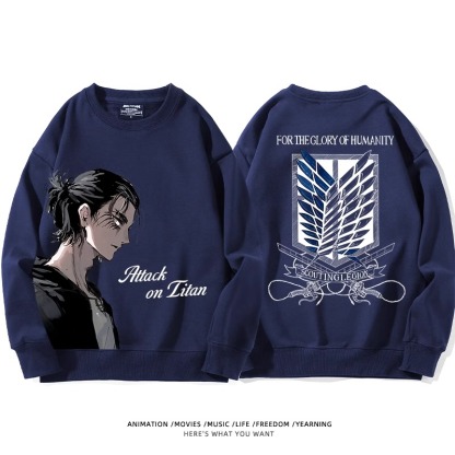 進擊的巨人 聯名衛衣2024秋冬新款親子情侶裝薄絨款連帽衛衣