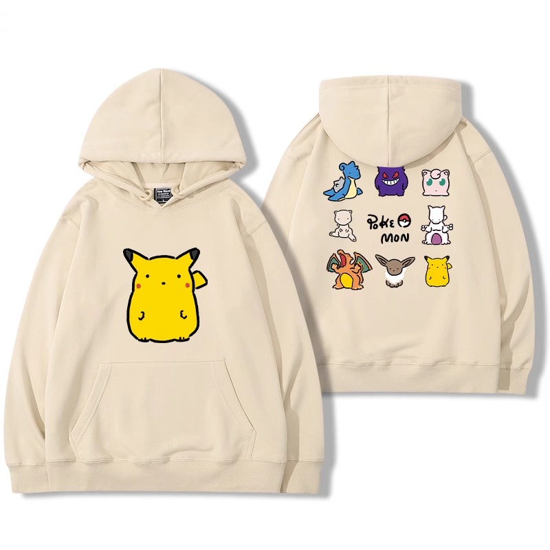 寶可夢聯名衛衣2024秋冬新款親子情侶裝薄絨款連帽衛衣