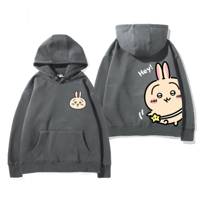 Chiikawa聯名衛衣2024秋冬新款親子情侶裝薄絨款連帽衛衣