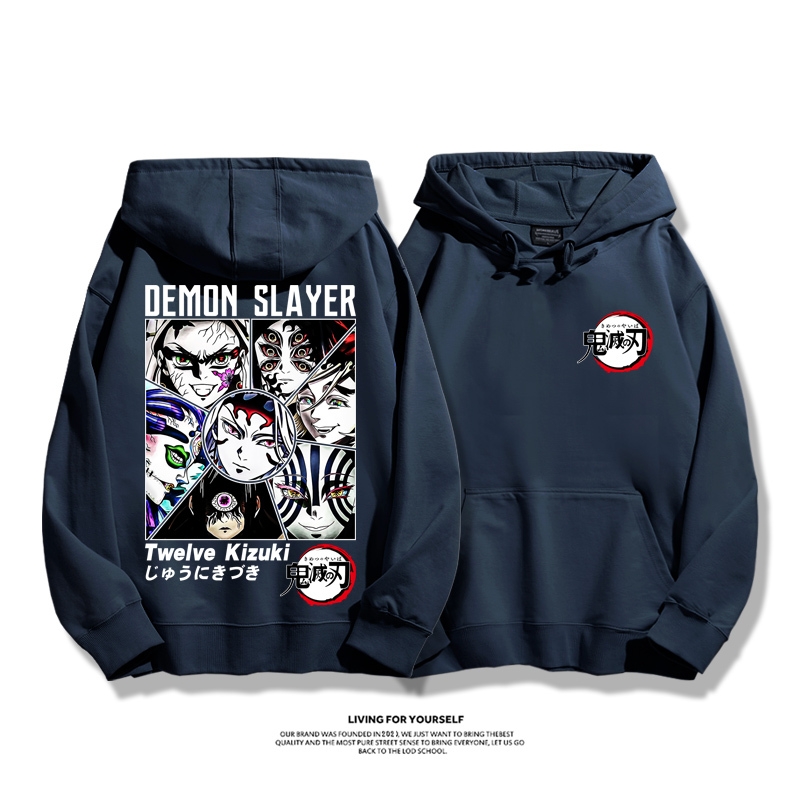 鬼滅之刃聯名衛衣2023秋冬新款親子情侶裝薄絨款連帽衛衣