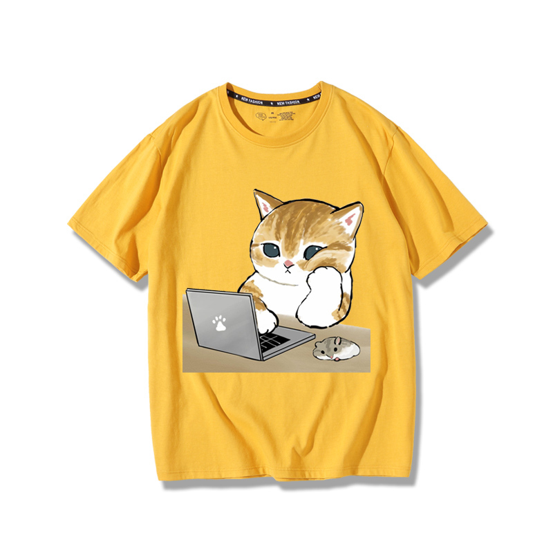 上班族貓咪2024親子情侶男女同款 純棉T恤