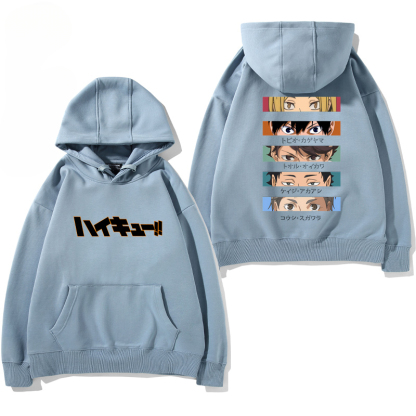 排球少年聯名衛衣2024秋冬新款親子情侶裝薄絨款連帽衛衣