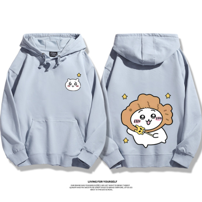 Chiikawa聯名衛衣2024秋冬新款親子情侶裝薄絨款連帽衛衣