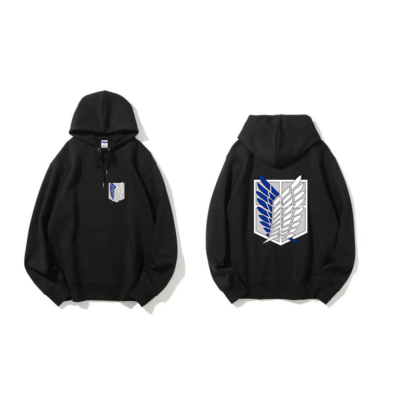 進擊的巨人聯名衛衣2024秋冬新款親子情侶裝薄絨款連帽衛衣