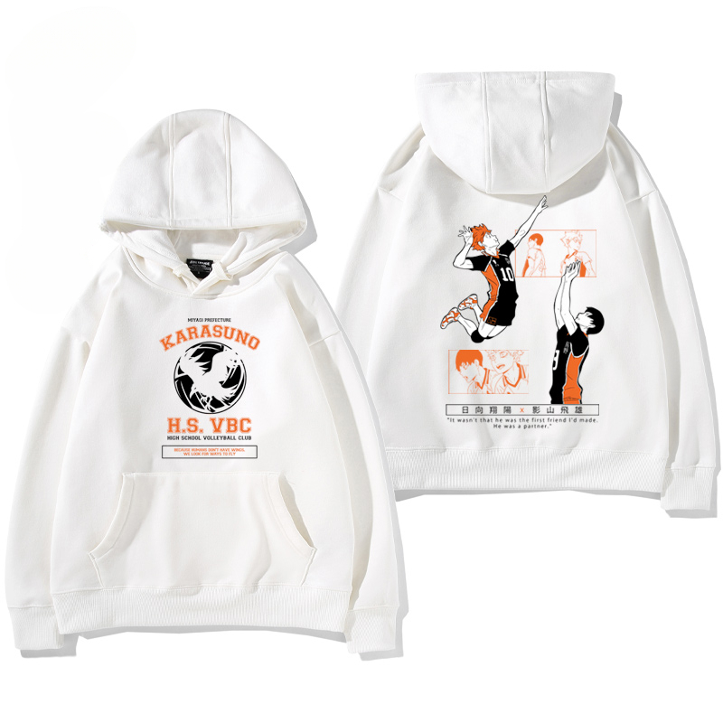 排球少年聯名衛衣2024秋冬新款親子情侶裝薄絨款連帽衛衣