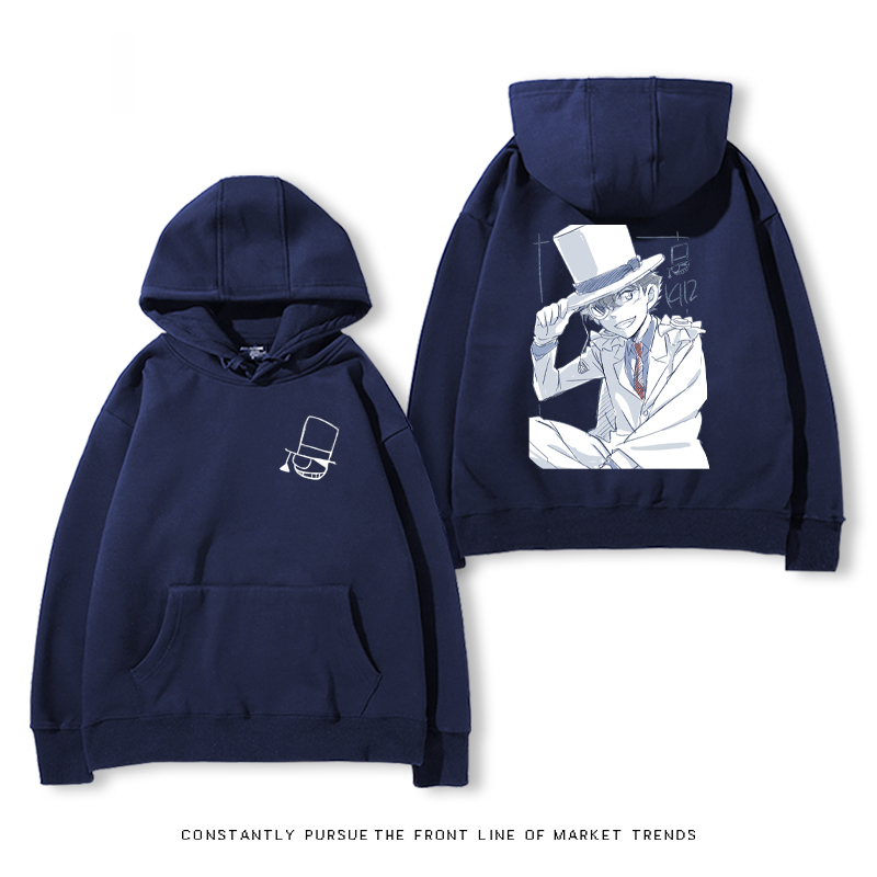 名偵探柯南聯名衛衣2024秋冬新款親子情侶裝薄絨款連帽衛衣