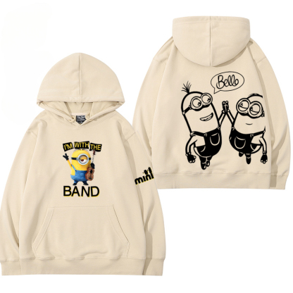 小黃人 聯名衛衣2024秋冬新款親子情侶裝薄絨款連帽衛衣